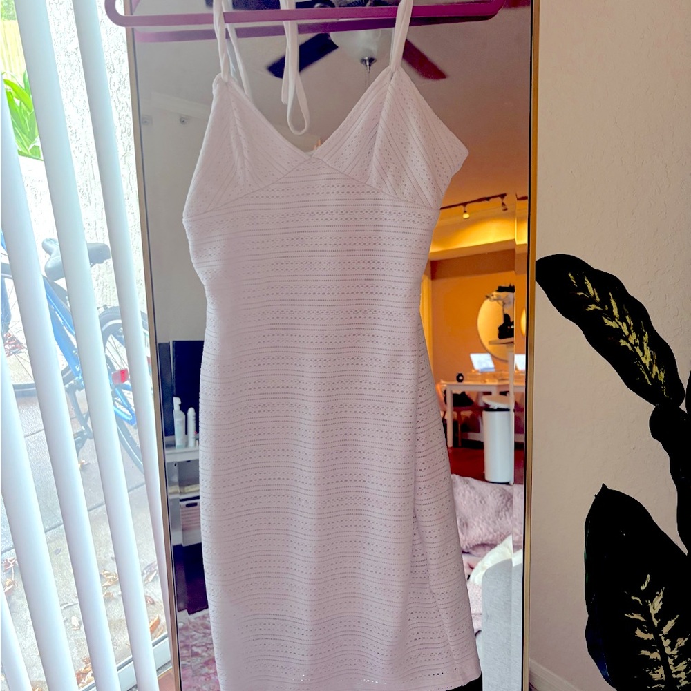 White Halter Bebe dress - knit midi dress